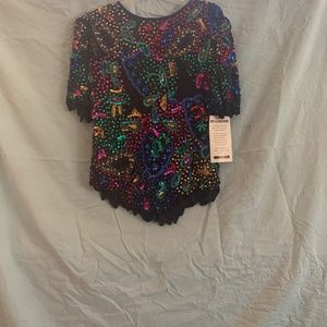 Multi colored sequined top